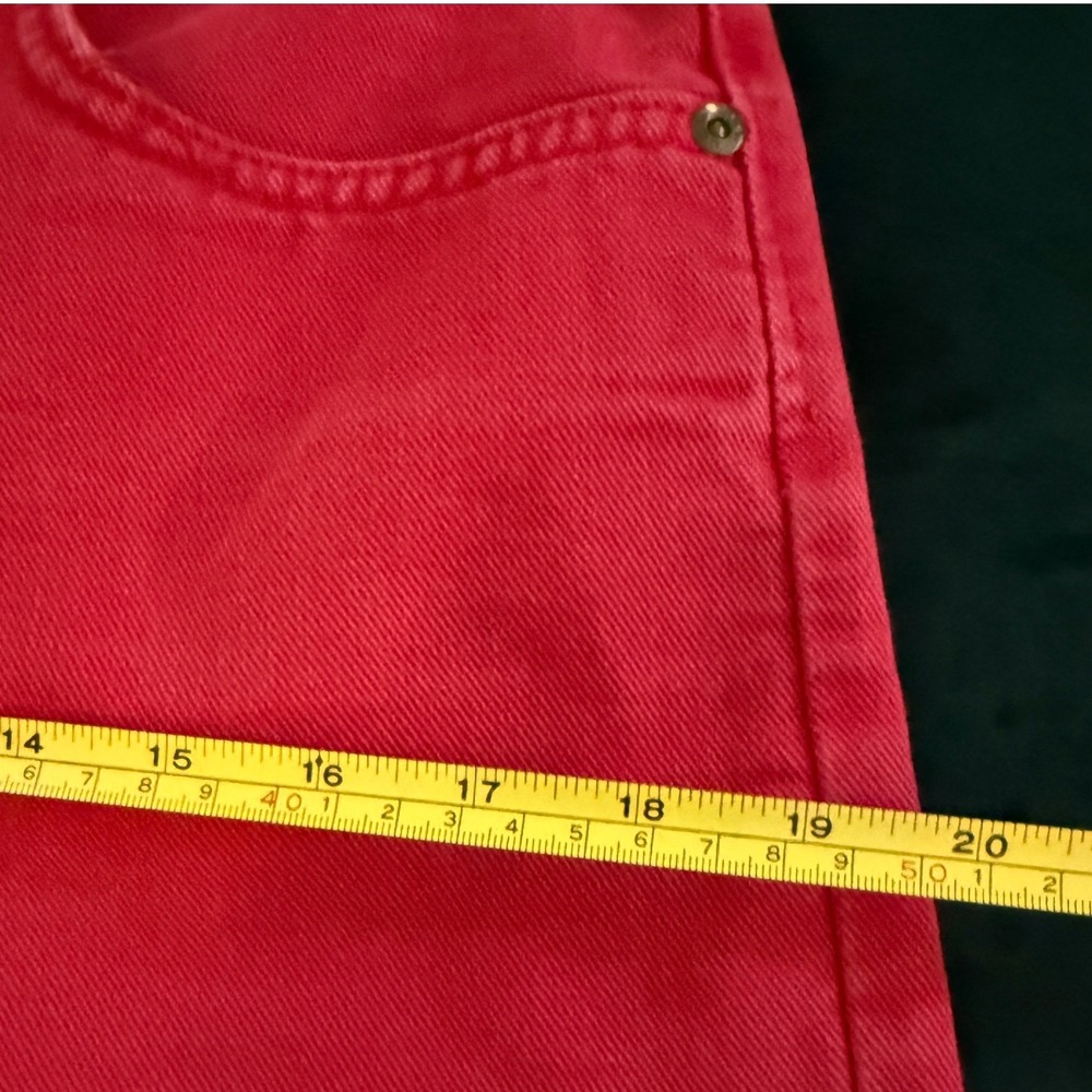 Vintage Lee Gossip Humour Jeans 31 Red High Rise Straight Leg European 90s - Picture 7 of 9